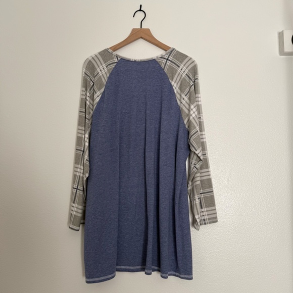 Cacique - Henley Long Raglan Sleeve Pajama Sleepshirt Sleep Dress - 3X - 22/24 - Picture 5 of 6